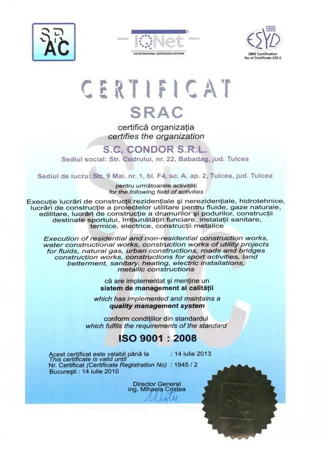 Certificat ISO 9001